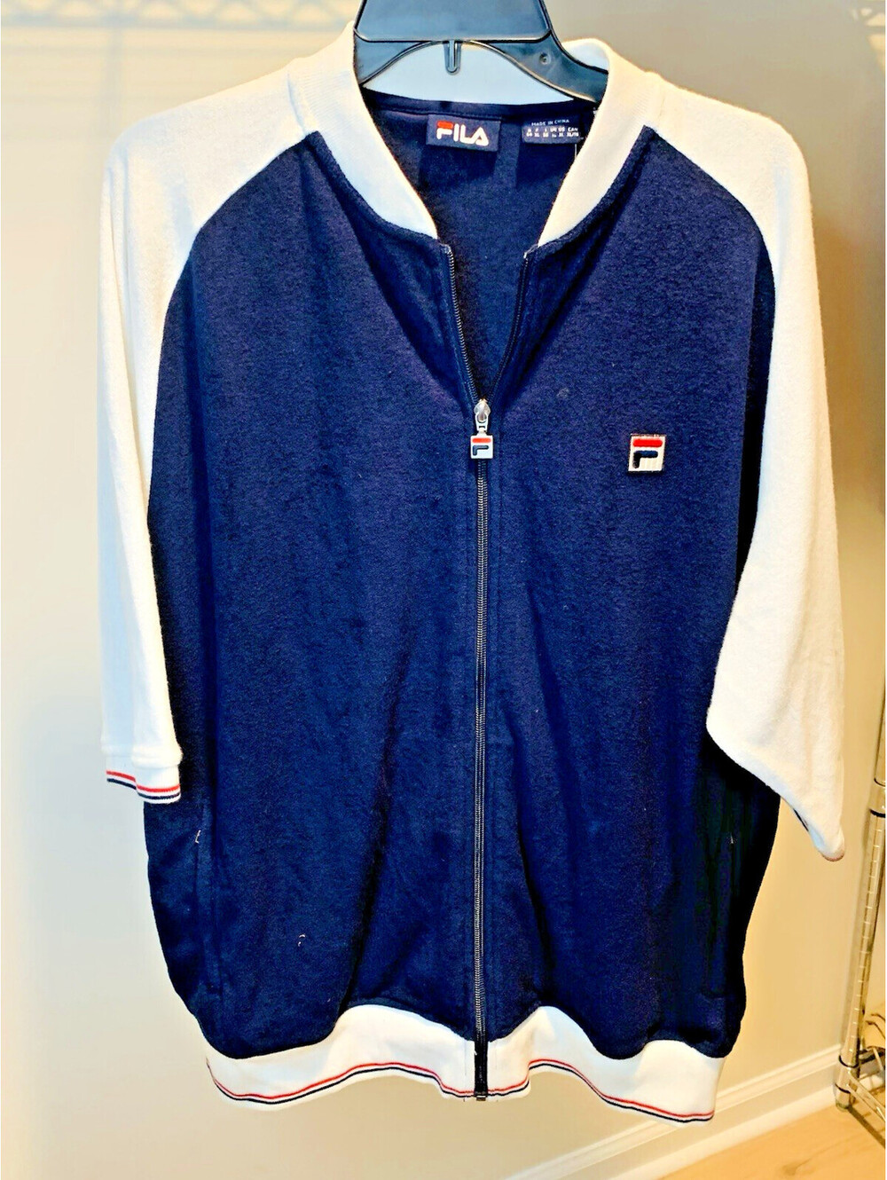 NWT FILA RARE Terry Short Sleeve Zip Front Tracke Jacket Shirt Vintage? XL